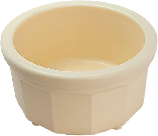 Pet Crock Bowl – Thick Durable Plastic Non-Tip Food & Water Dish for Dogs, Cats & Small Animals - 3.5 Inch Diameter - Indoor/Outdoor – Chew Resistant, Easy Clean (Beige, Tiny 4oz)