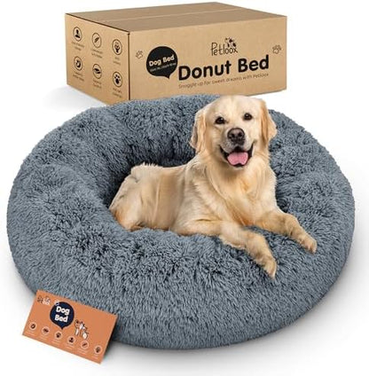 Calming Donut Dog Bed for Small Dogs, Round Dog Bed for Medium & Large Dogs