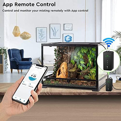 Moistenland WiFi Enabled Reptile Mister for Terrariums, Reptile Misting System for Snake Ball Python Tortoise Lizard Aquarium with 2 Adjustable Misting Nozzles