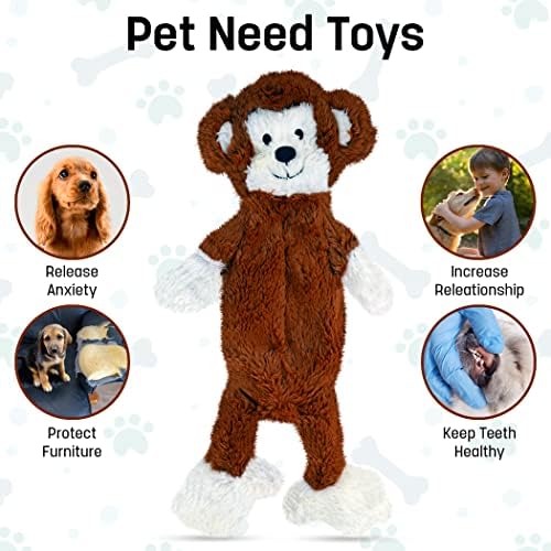 FGA MARKETPLACE Monkey Flat NO Stuffing NO Squeak Plush Dog Toy, Funny Style Will Entertain Your Pet for Hours, Recommended for Small and Medium Dog 21 INCH Long