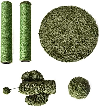 Amazon Basics Cat Scratching Post, Indoor Cactus Triple Posts for Cats & Kittens with Dangling Ball, Large, 27"H, Green
