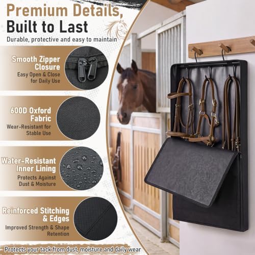 Horse Bridle Bag, 600D Oxford Waterproof Tack Organizer with 3prong Hook