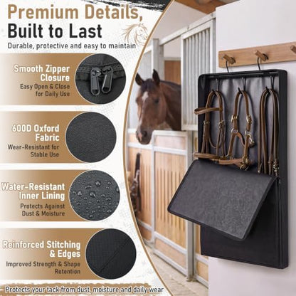 Horse Bridle Bag, 600D Oxford Waterproof Tack Organizer with 3prong Hook