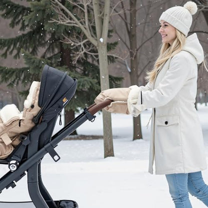 Momcozy Universal Stroller Gloves, Plush Weatherproof Winter Handmuffs