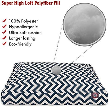 Majestic Pet Rectangular Dog Bed, Small, 27x20x4 in, Washable, Navy Blue