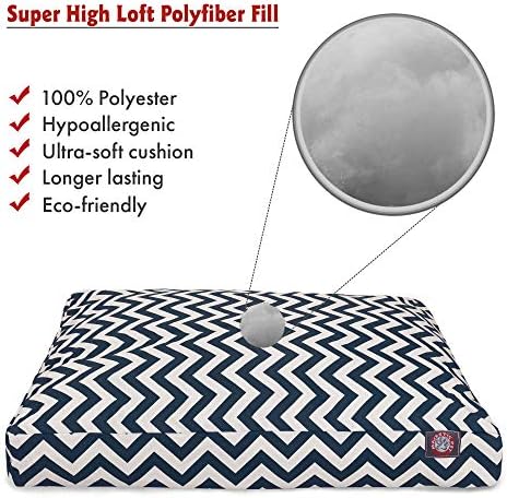 Majestic Pet Rectangular Dog Bed, Large, 44x36x5 in, Washable, Navy Blue