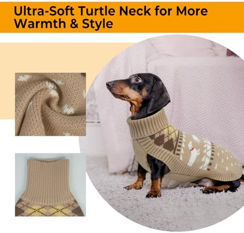 Lelepet Dachshund Sweater Turtleneck Dog Sweaters for Small Dogs (XS-XL)