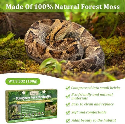 Legigo 3.5OZ Natural Sphagnum Moss for Reptile Terrarium Substrate Bedding