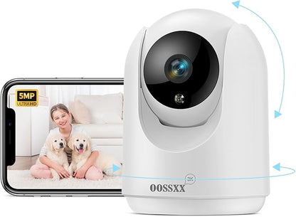 OOSSXX 2-Way Audio Indoor Security Camera Video Baby Monitor and Pet Monitor, 1080P PTZ Nanny Cam Smart Wireless Cameras for Home Video Surveillance (1-Pack)