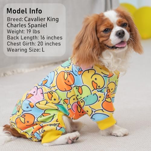 KYEESE Velvet Dog Pajamas for Small Dogs Soft Onesie Shirt, Colorful Duck