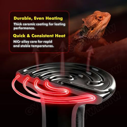 Non-Light Emitting Heating Ceramic Heat Emitter 0.25 inch-75mm - 50W Reptile Heat Lamp (2-Pack) for Terrariums, Brooders & Incubators, Turtle, Lizard, Bearded Dragon, Snake, Small Pets - E26