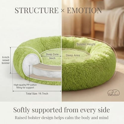 nononfish Calming Donut Dog Bed,Soft Plush Pet Bed for Small Dogs