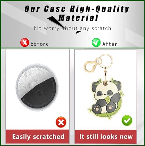 BORKUANA PU Leather Keychain Holder Protective Case Compatible with AirTag