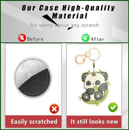 BORKUANA PU Leather Keychain Holder Protective Case Compatible with AirTag