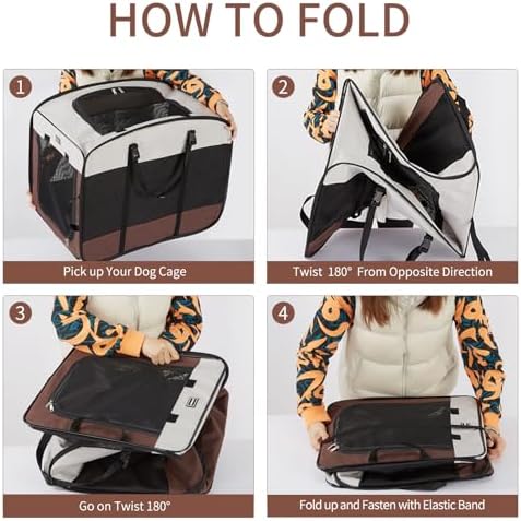 DONORO Dog Kennels and Crates for Medium Dogs, Portable Pop Up Indoor Pet Cage with Sturdy Wire Frame, Collapsible Travel Crate Soft Sided Cat Bag Escape Proof (Brown, 24.0" L x 16.0" W x 19.0" H)