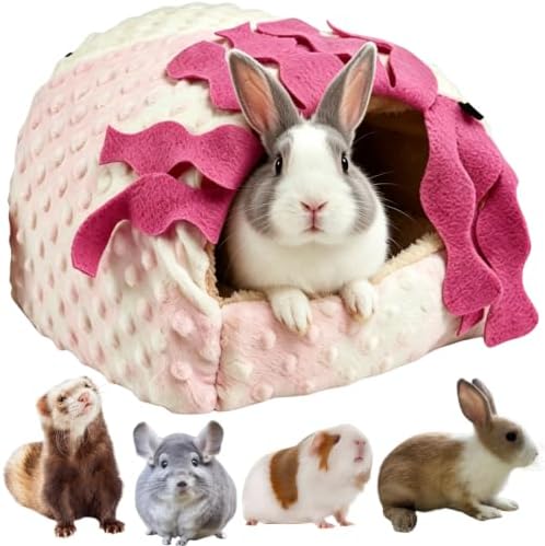 Small Pet Hideout No Bottom Guinea Pig Rabbit Cave Toilet Cover (Pink,X-Large)