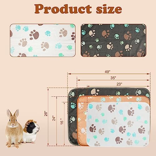 YUEPET Waterproof Guinea Pig Blankets 3 Pack, Fleece Cage Liners, L