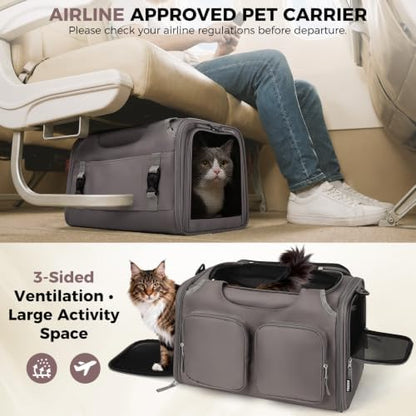 Dog Cat Carrier Airline Approved Collapsible Soft-Sided Pet Travel Bag