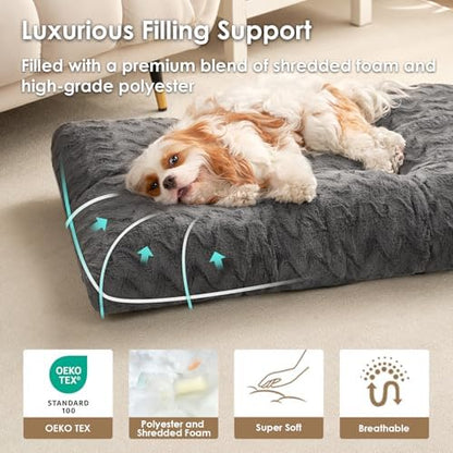 EHEYCIGA Washable Large Dog Bed for Crate, 36x27 Inch Pet Bed, Charcoal