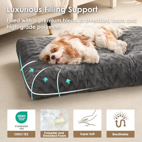 EHEYCIGA Washable XL Dog Beds Large Sized Dog, 44x32 Inch Pet Bed, Charcoal