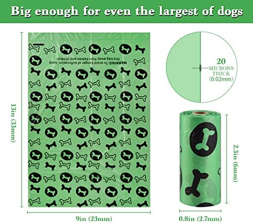 WDFAACK Dog Poo Bags with Holder-240 Large Poop Bags, Corn Starch Blended Poo Bag, Extra Thick Strong Leak Proof Poop Waste Bag for Dogs (Green)