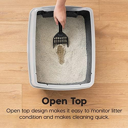 IRIS USA Large High Sided Cat Litter Box, Scatter Shield