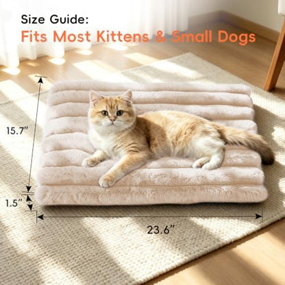 Cat Bed Mat for Indoor Cats, Self Warming Plush Cat Bed, 23.6"x15.7" White