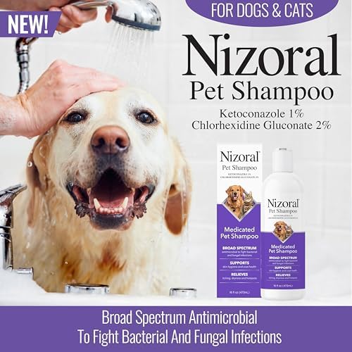 Nizoral Ketoconazole Pet Shampoo, 16 Oz, Chlorhexidine, Dogs & Cats