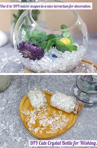 1lb Clear Quartz Aquarium Gravel Rocks Natural Tumbled Healing Crystal Chips Bulk Gemstones Crushed Stones for Fountain Vase Filler Planters Decorative Fish Tank Potted Reiki Energy Balancing