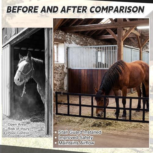 Zonon 10' x 20'' Adjustable Polyester Stall Guards for Horses, Black