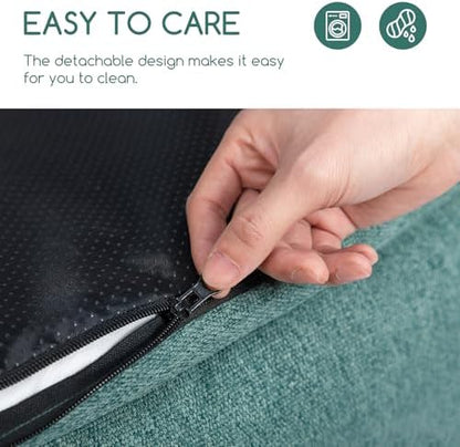 Hollypet Orthopedic Rectangle Dog Bed for Medium Dogs, Supportive Egg-Crate Foam Pet Beds with Removable Washable Waterproof Cover and Non-Slip Bottom, Green, 32" L x 24" W x 8.5" Th