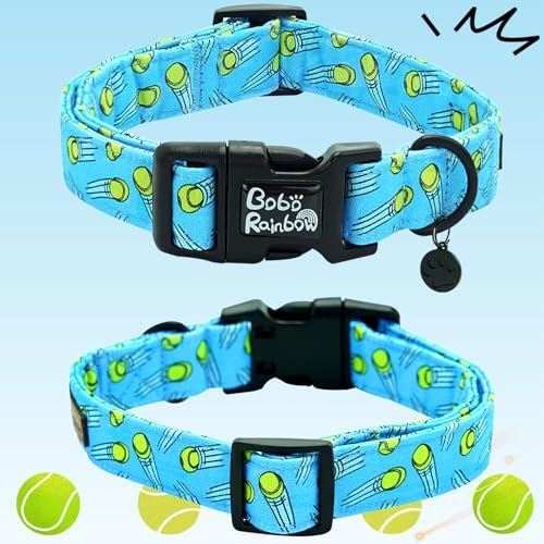 Dog Collar-Tennis Balls Print Adjustable Pet Collars Comfortable Spring Summer Puppy Collar Cute Cotton Durable Collars Gift for Large Dogs