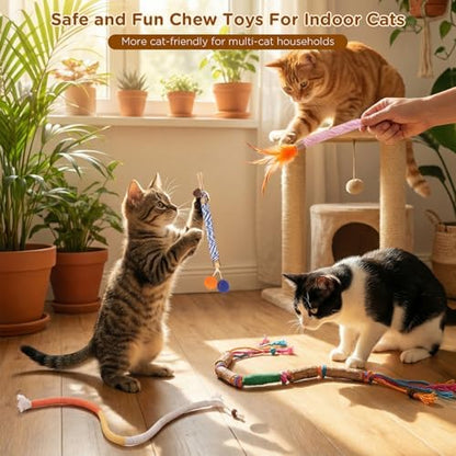 Catnip Toys for Indoor Cats - Silvervine Sticks & Cat Chew Toys for Teeth Cleaning - Refillable Natural Catnip & Silvervine Kit for Kittens & Adult Cats - 8 Pack