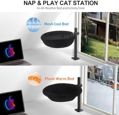 Cat Desk Bed, Reversible Cat Hammock for Desk Use, Clamp-On Metal, Black