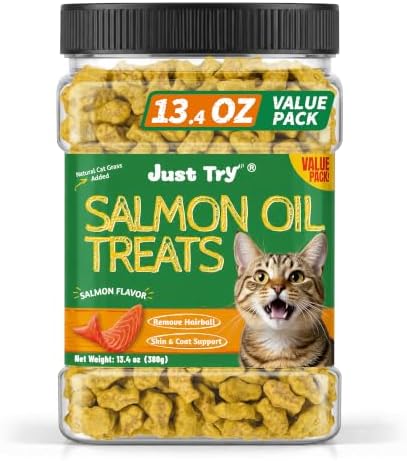 Just Try Cat Grass Treats with Salmon Oil 13.4 OZ