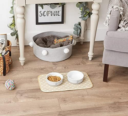 Bone Dry Machine Washable, Ultra Absorbent Pet Mat, 10x18, Taupe Trellis Print