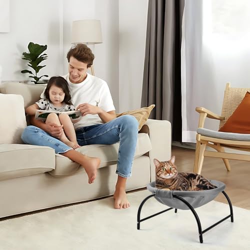 LIFLIX Raised Cat Hammock Bed, Free Standing Cat Cot with Washable Mesh, Pet Bed for for Kittens, 17.1 x 17 x 9.5 inches