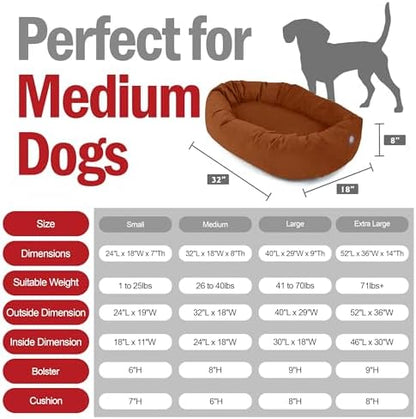 Majestic Pet 32 Inch Suede Calming Dog Bed Washable – Cozy Soft Round Dog Bed with Spine Support for Dogs to Rest Their Head - Fluffy Donut Dog Bed 32x23x7 (Inch) - Round Pet Bed Medium – Rust (2025)