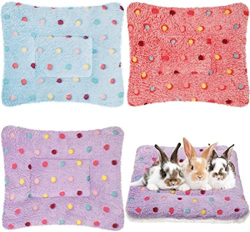 Jetec 3 Pcs Guinea Pig Beds, Fleece Small Animal Mats, Dots, Red