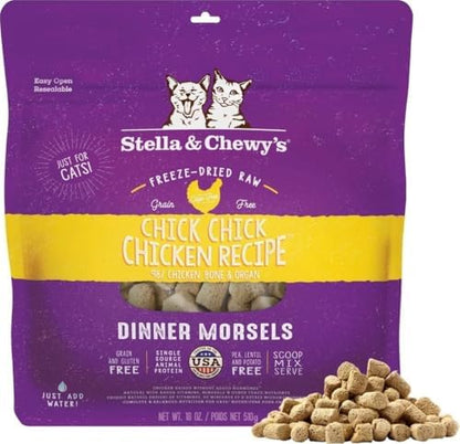 Stella & Chewy's Freeze-Dried Raw Cat Dinner Morsels - Premium Chicken Recipe with 98% Cage-Free Meat & Organs - Natural Grain-Free Cat & Kitten Food - Made in USA - 18 oz