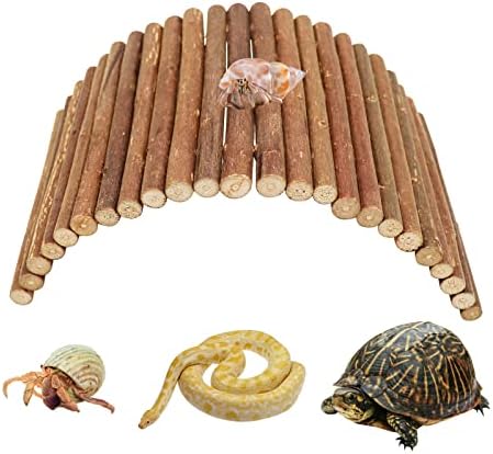 Hermit Crab Climbing Toys, Wooden Hermit Crab Hideout, Reptile Tank Habitat Decor, Bendable Ladder Bridge Tunnel Toys for Lizard Chameleon Hamster Rats Chinchilla Guinea Pig Rabbit Bearded Dragon