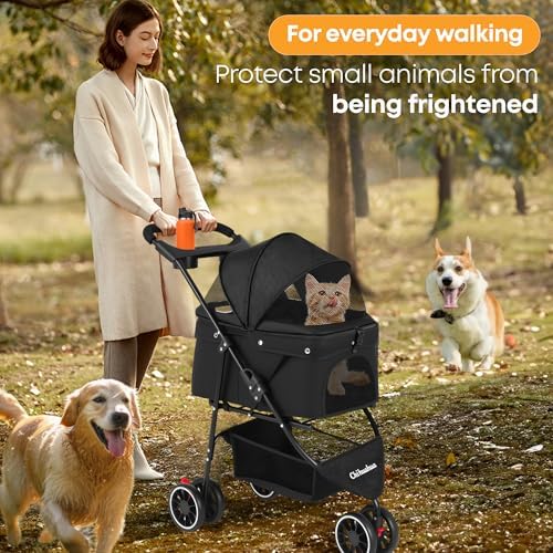 Pet Stroller,Dog Stroller for Small Medium Dogs Cats,3 Wheels,Black