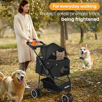 Pet Stroller,Dog Stroller for Small Medium Dogs Cats,3 Wheels,Black