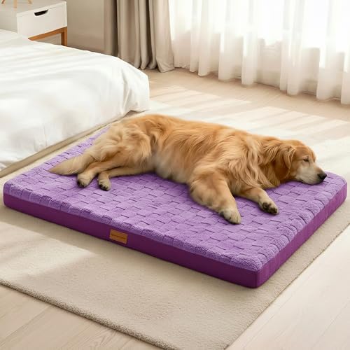 Patas Lague Orthopedic Large Dog Bed Washable Pet Crate Mat 42''X28'' Purple