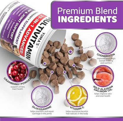 Dog Vitamins and Supplements, 240 Treats, Dog Multivitamin with Glucosamine