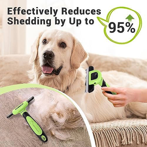 MIU COLOR Pet Grooming Brush, Deshedding Tool for Dogs & Cats, Apple Green