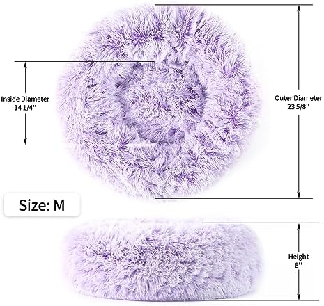 NOYAL Donut Dog Bed for Small Medium Pets, Plush Calming Faux Fur