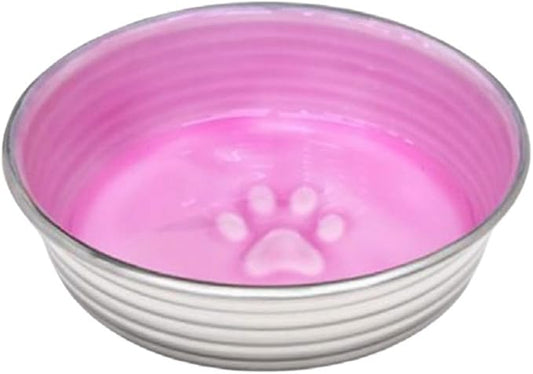 Loving Pets - Le BOL Dog Food Water Bowl Enamel Ceramic Bowl No Tip Stainless Steel Pet Bowl No Skid Spill Proof (Large, Rose)