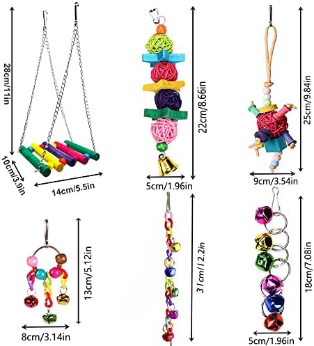 8 Pcs Parakeet Cockatiel Bird Toys, Parrots Conures Budgies Cage Accessories