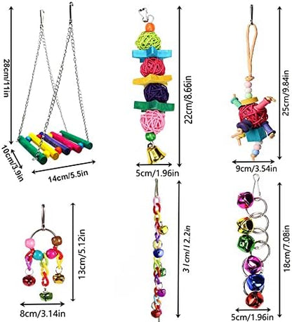8 Pcs Parakeet Cockatiel Bird Toys, Parrots Conures Budgies Cage Accessories